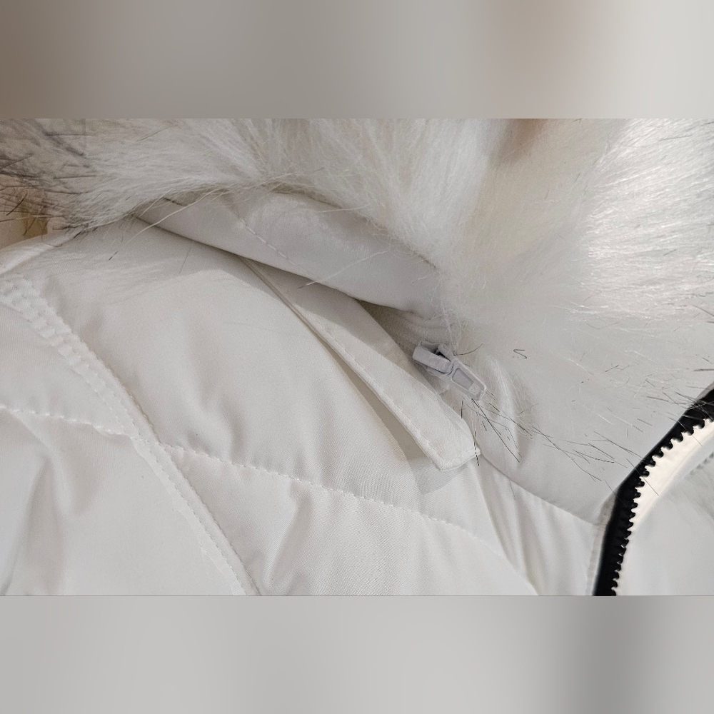 Michael Kors White Puffer Jacket Detachable Hood W/Fur Trim Women's Sz Large NWT - Picture 6 of 13